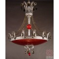 Bronze Chandelier with Red Glass GRF0095.6